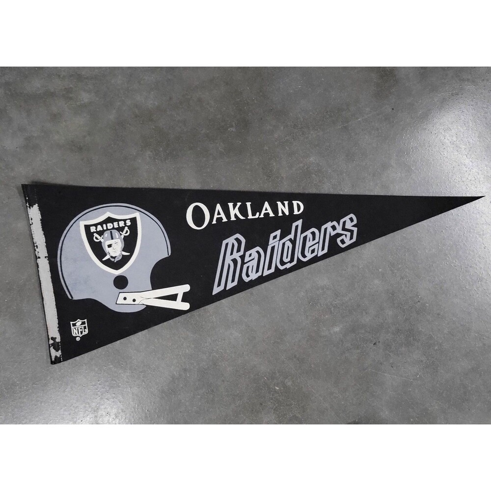 Vintage NFL Pennant 70’s Oakland Raiders Football Two Bar Face Mask